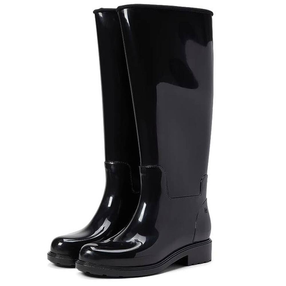 Melissa Shoes Fullness Lug Sole Tall Rain Boots Black 6